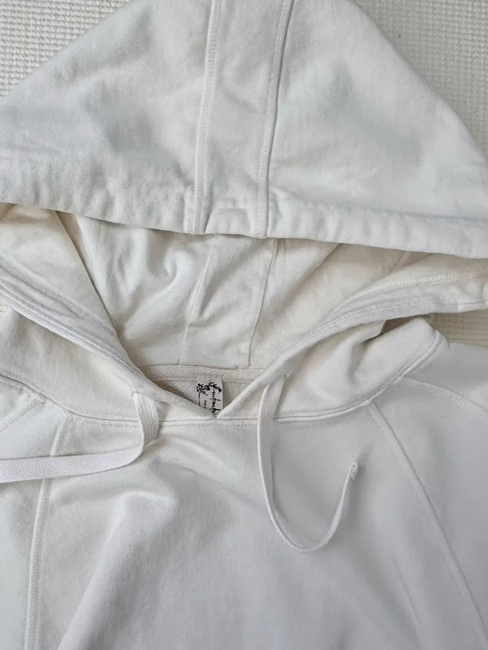 Free People Playbook Off-White Sweatshirt “Cream/Tofu” Baggie Semi-Crop Hoodie